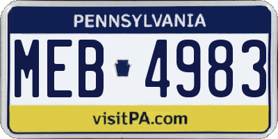 PA license plate MEB4983