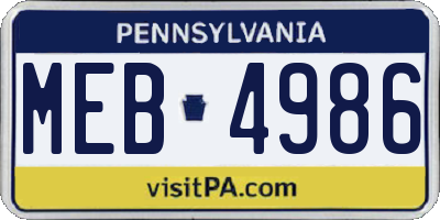 PA license plate MEB4986