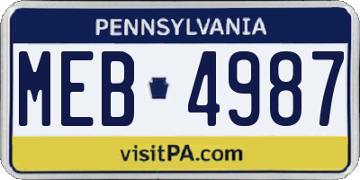 PA license plate MEB4987