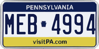PA license plate MEB4994