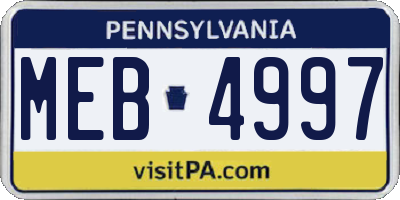 PA license plate MEB4997
