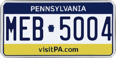 PA license plate MEB5004