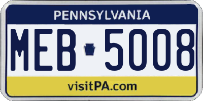 PA license plate MEB5008