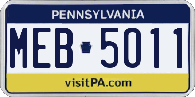 PA license plate MEB5011