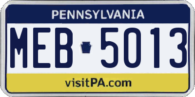 PA license plate MEB5013