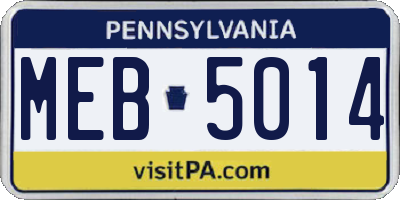 PA license plate MEB5014