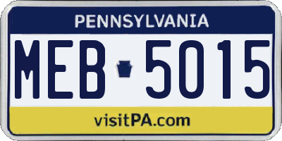 PA license plate MEB5015