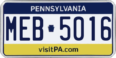 PA license plate MEB5016