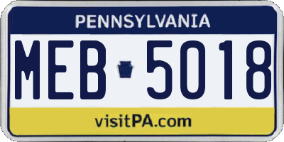 PA license plate MEB5018