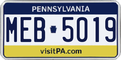 PA license plate MEB5019