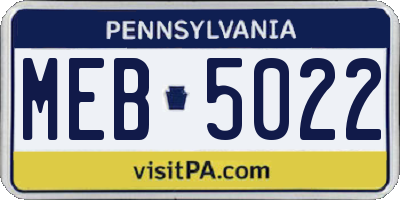 PA license plate MEB5022
