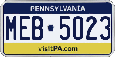 PA license plate MEB5023