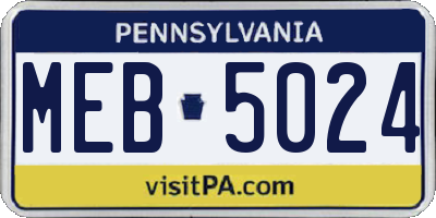 PA license plate MEB5024