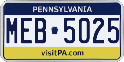 PA license plate MEB5025