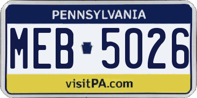 PA license plate MEB5026