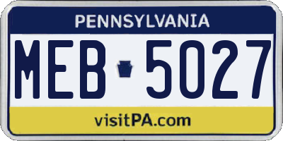 PA license plate MEB5027