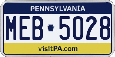 PA license plate MEB5028
