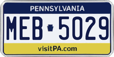 PA license plate MEB5029