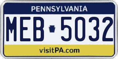PA license plate MEB5032