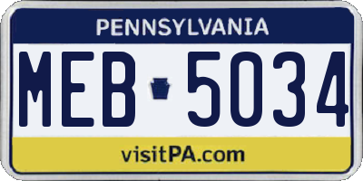 PA license plate MEB5034
