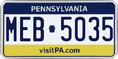 PA license plate MEB5035