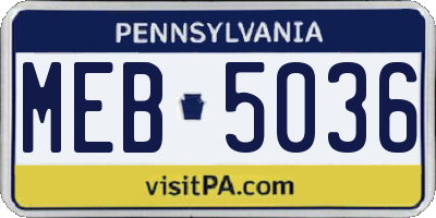 PA license plate MEB5036