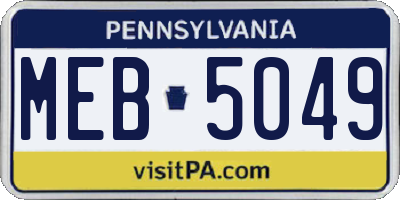 PA license plate MEB5049