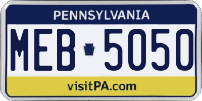 PA license plate MEB5050