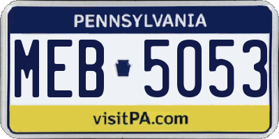 PA license plate MEB5053