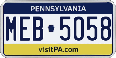 PA license plate MEB5058