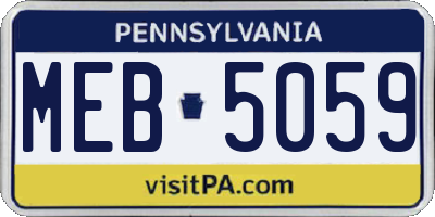 PA license plate MEB5059