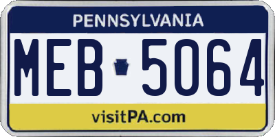 PA license plate MEB5064