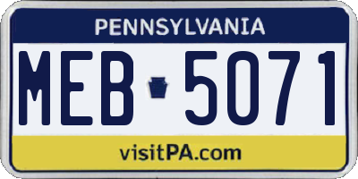 PA license plate MEB5071