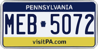 PA license plate MEB5072
