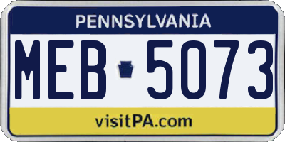 PA license plate MEB5073