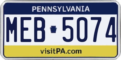 PA license plate MEB5074