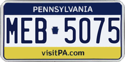 PA license plate MEB5075