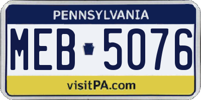 PA license plate MEB5076