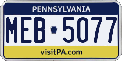 PA license plate MEB5077