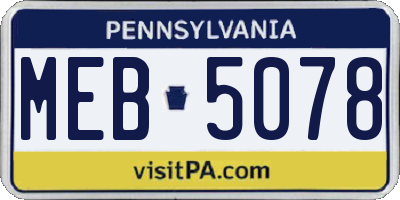 PA license plate MEB5078