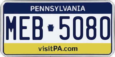 PA license plate MEB5080