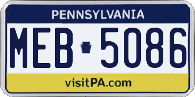 PA license plate MEB5086