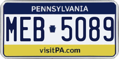 PA license plate MEB5089