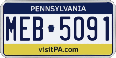PA license plate MEB5091