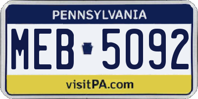 PA license plate MEB5092