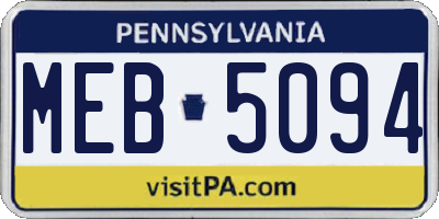 PA license plate MEB5094