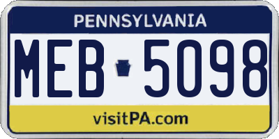 PA license plate MEB5098