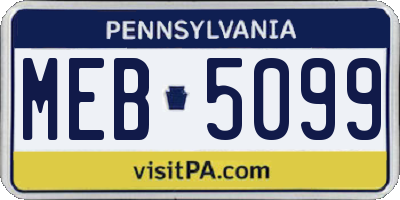 PA license plate MEB5099
