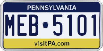 PA license plate MEB5101