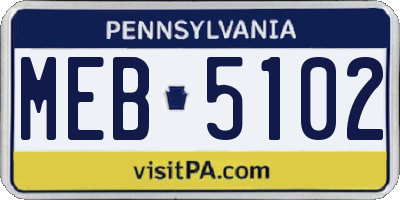 PA license plate MEB5102